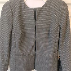 Ann Taylor PETITE jacket & pant suit 2P professional career, black pindot 2pc